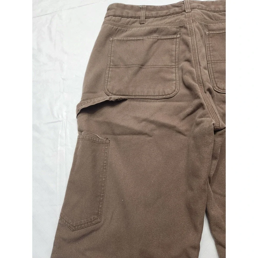 Stanley Pants Mens 34x30 Brown Fleece Lined Canvas Carpenter Insulated Workwear - Picture 13 of 13